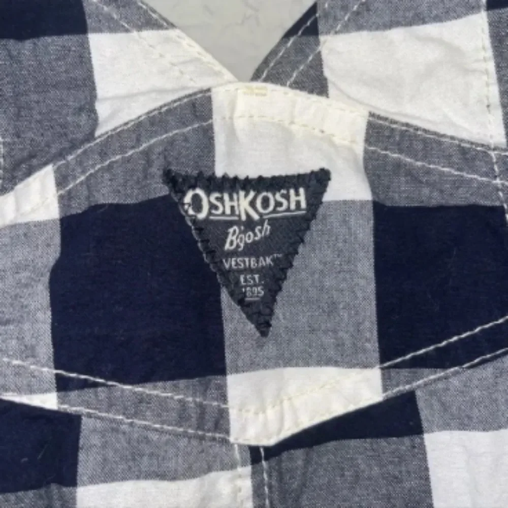 Oshkosh B'Gosh Navy Blue & White Plaid Overalls